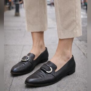 Corso Como Black Leather Flats | Classic Comfort Loafer Shoes